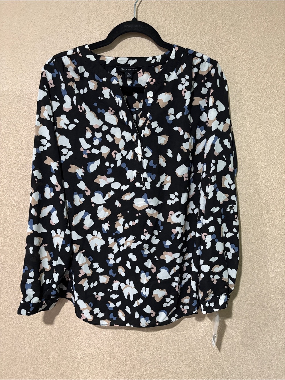 Zac & Rachel Black Abstract Spot Print Long-Sleeve Blouse